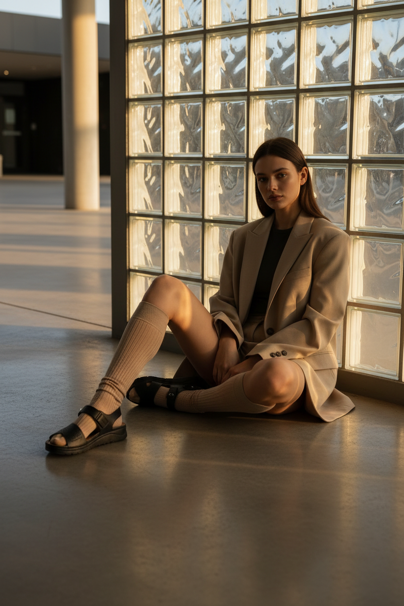 Sandalias Negras Con Plataforma Y Correa Con Hebilla Dorada Para Uso Diario - 14715