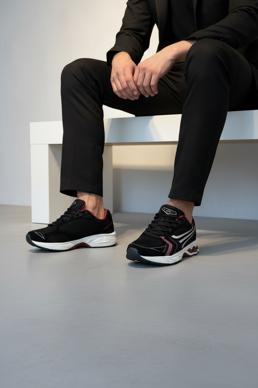 Tenis APOLO Negro Con Acabado Suave Y Cierre De Cordones Suela De Tracción – 14648