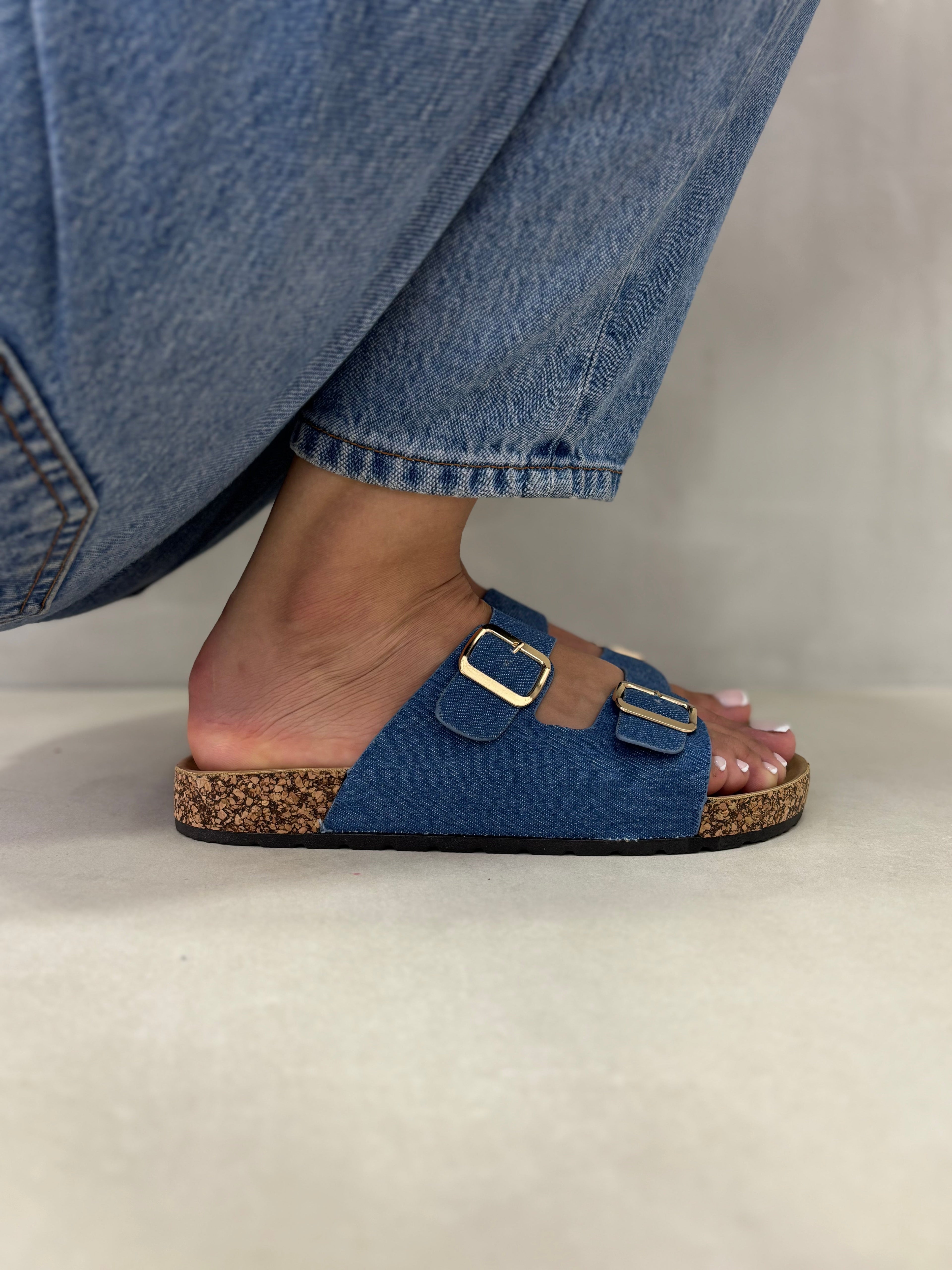 Sandalias Jeans 14311 Con Doble Hebilla Y Suela De Corcho Ligera Y Comoda Con Soporte Todo El Dia