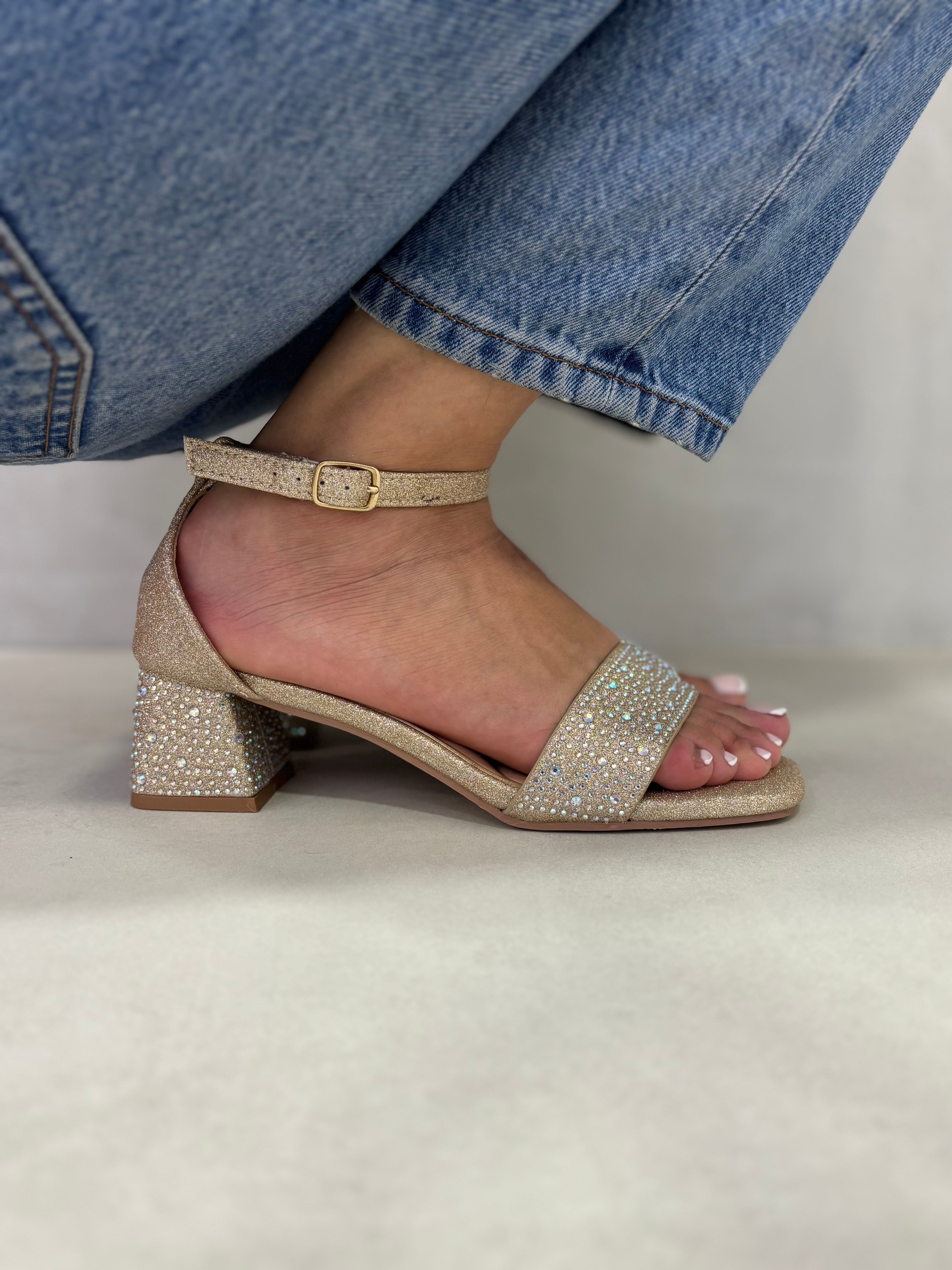 Sandalias Brillo Cuadrado 14466 Elegantes y Cómodas para Fiestas Bodas y Ocasiones Especiales