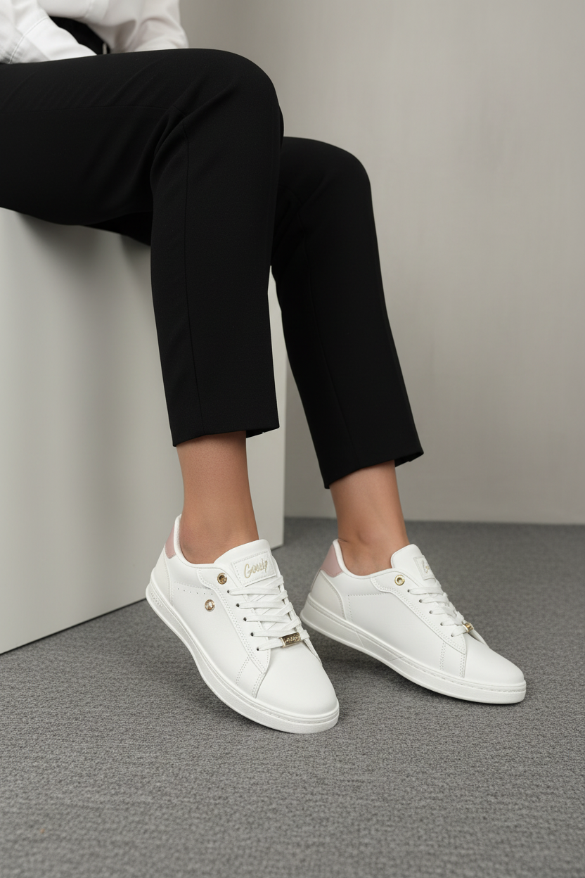 Zapatillas Minimalismo 14320 Comodidad Todo El Día Con Detalle Rosado Y Toques Dorados