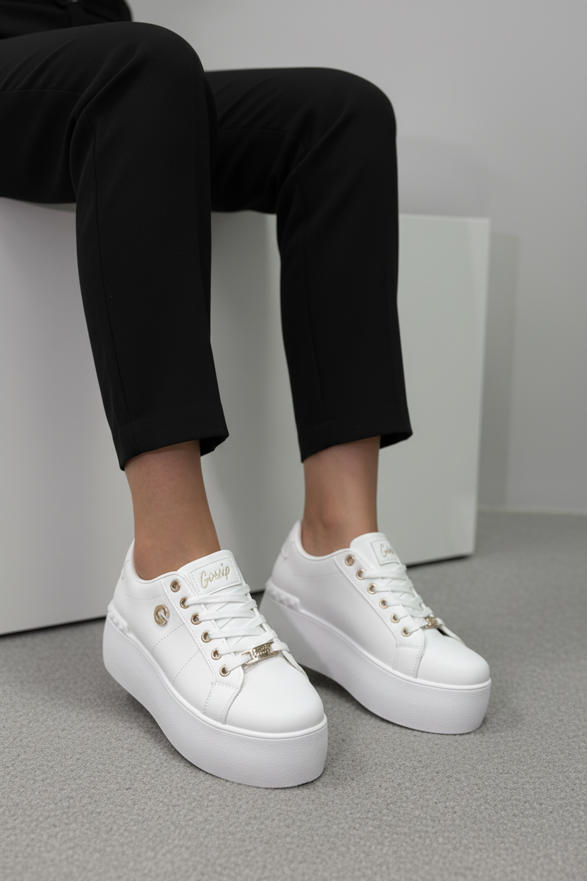 Zapatillas Plataforma Dorada 14303 Con Detalles Dorados Y Estilo Moderno Y Sofisticado Para El Día A Día