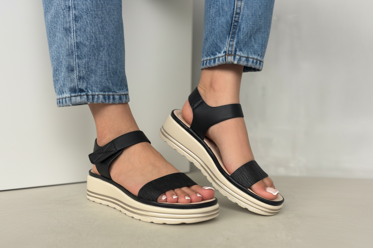 Sandalias De Plataforma Bicolor Con Tira Ajustable 14035 Con Estilo Activo Y Comodidad Duradera