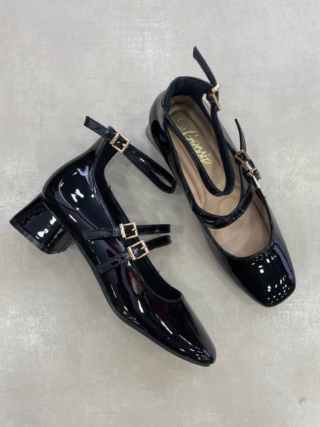 Mary Jane Charol Doble Correa 14313 Con Tacón Bajo Cuadrado Elegante Y Cómoda Para Todo Día