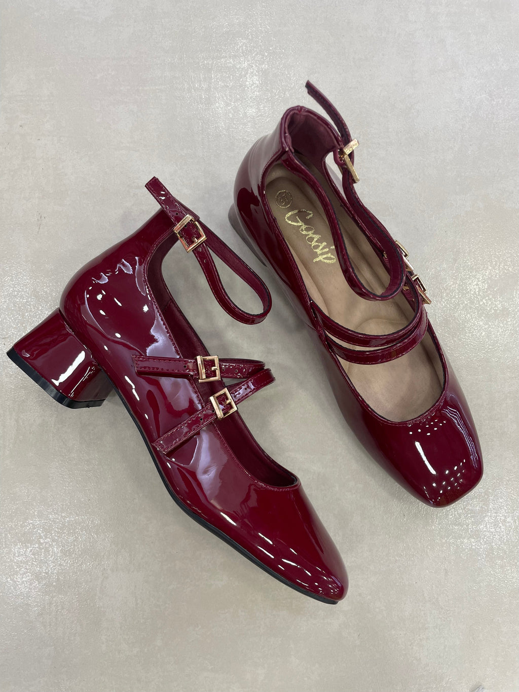 Mary Jane Elegancia Retro 14314 Doble Correa Ajustable Y Tacón Bajo Cuadrado Confort Diario