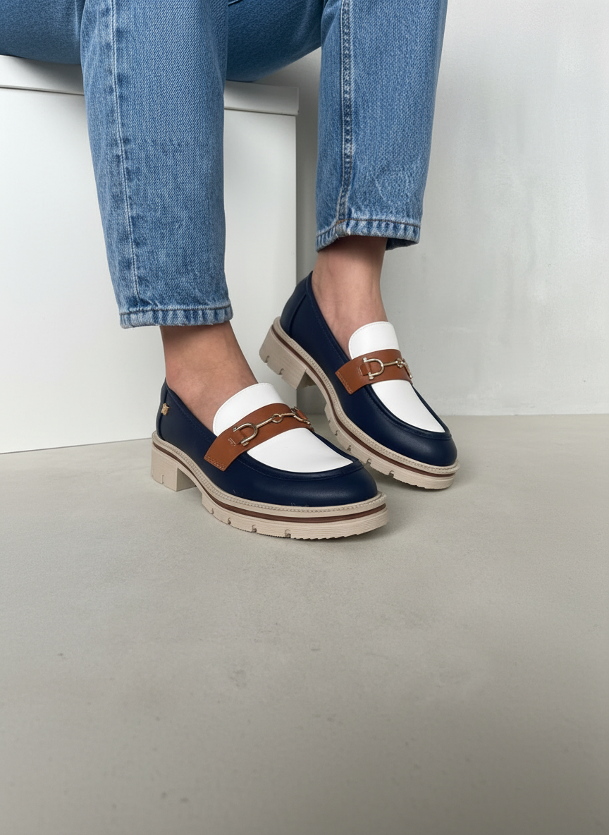 Mocasines Mujer Bicolor Urbano 14071 Slip On Con Estilo Diario Y Comodidad Todo El Día