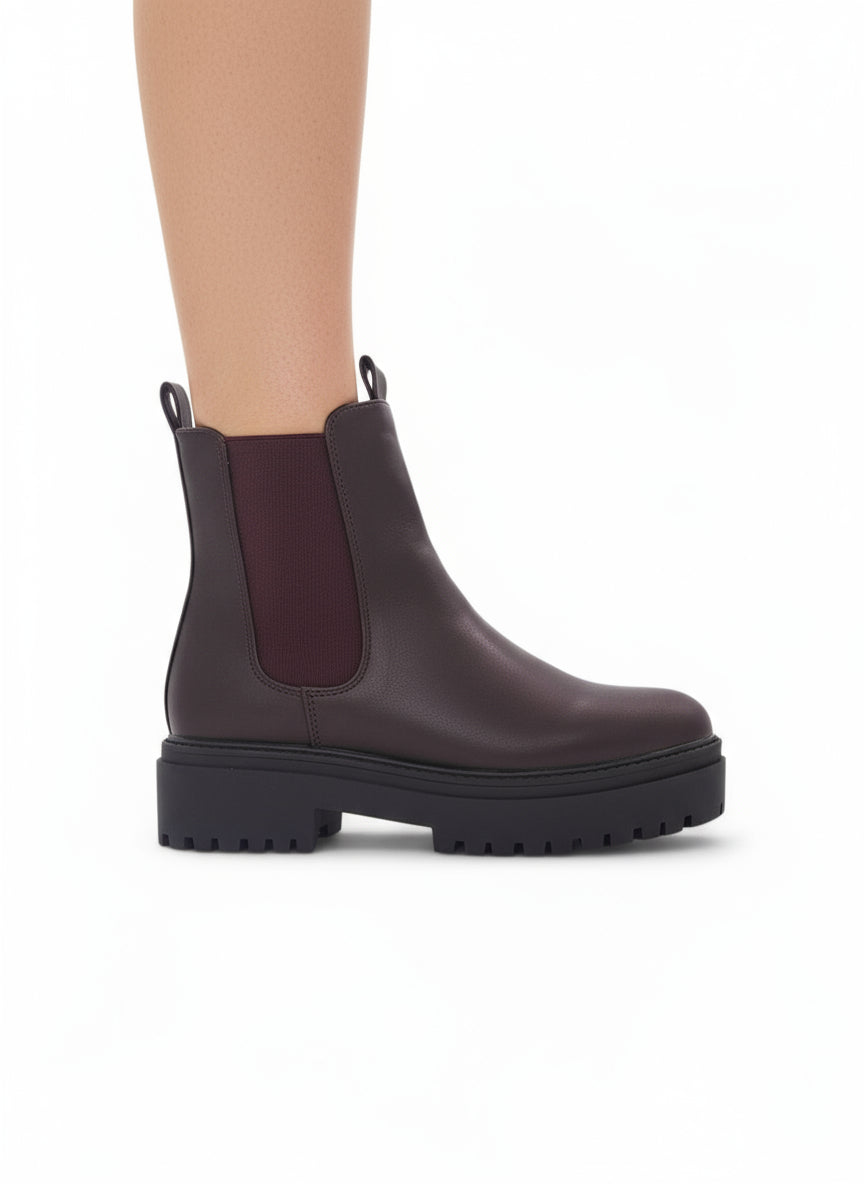 11775 -Botín Chelsea Plataforma para Mujer en Color Café Oscuro