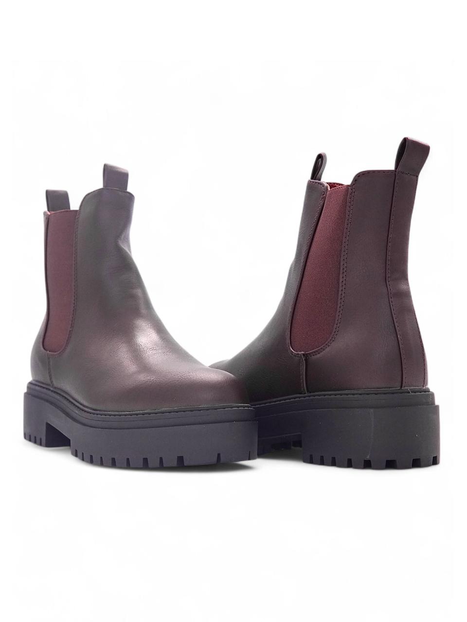 11775 -Botín Chelsea Plataforma para Mujer en Color Café Oscuro
