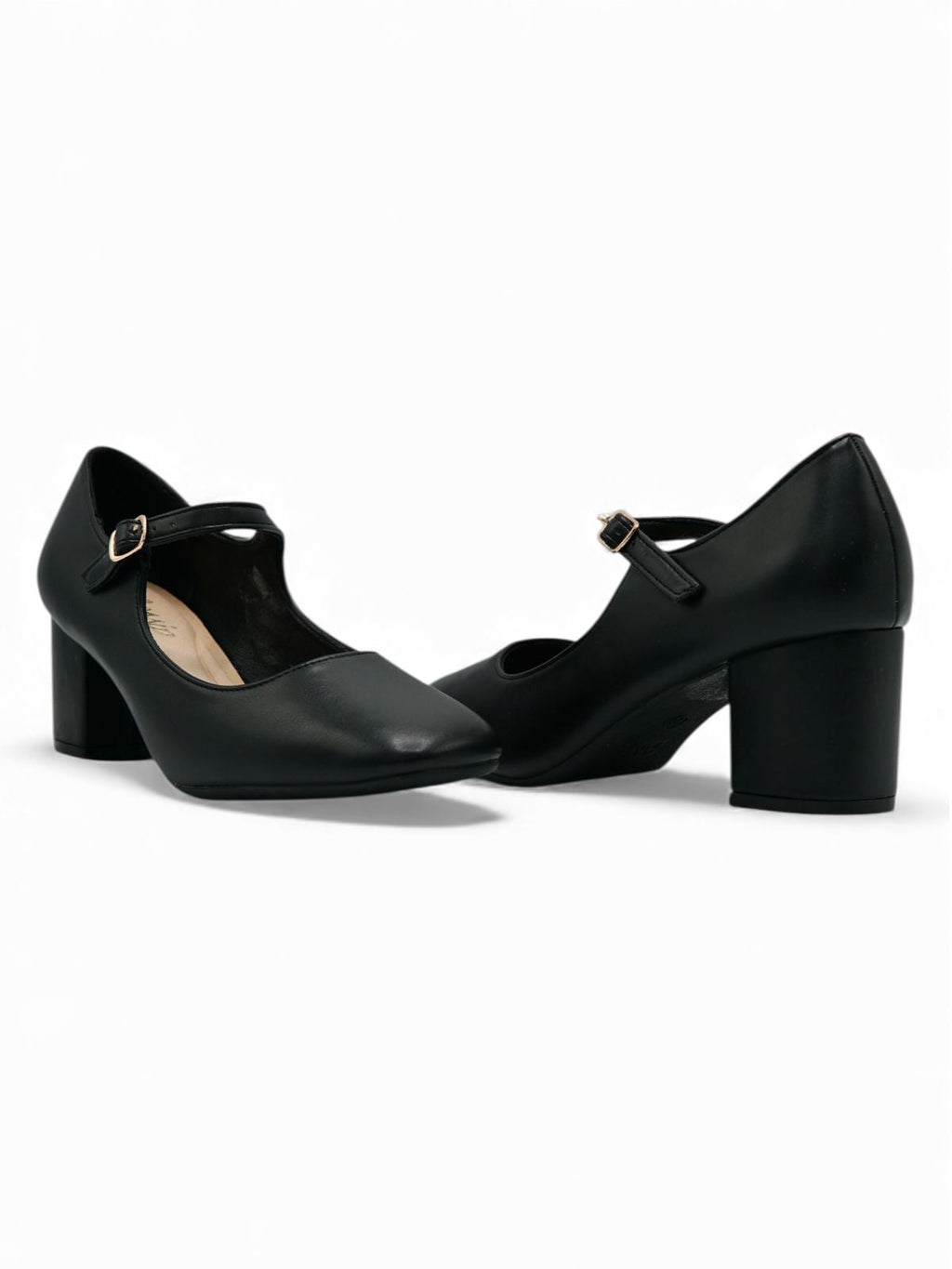 13441 - Zapatos de Tacón Medio para Mujer en Color Negro con Correa Ajustable