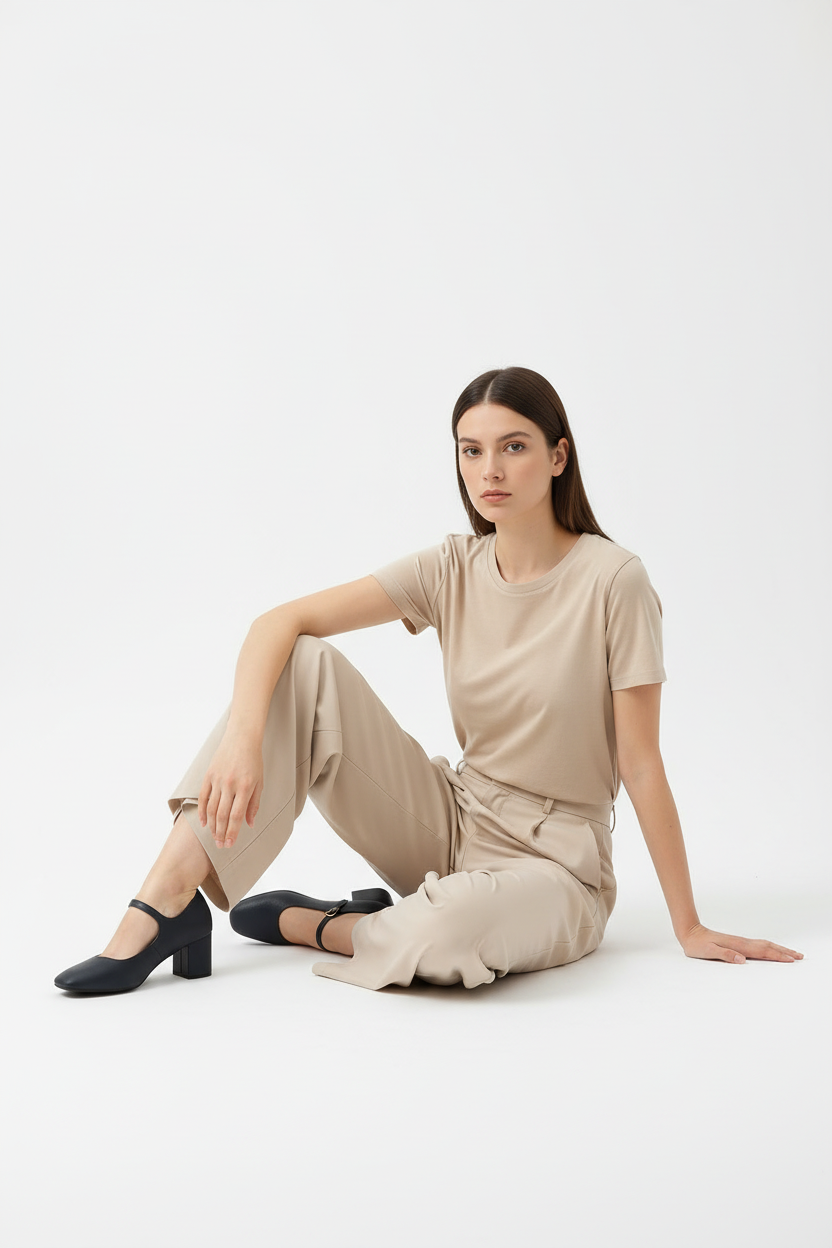 Zapatos De Tacón Medio Azul Marino Con Correa Ajustable Elegancia Diaria Cómodos - 13444