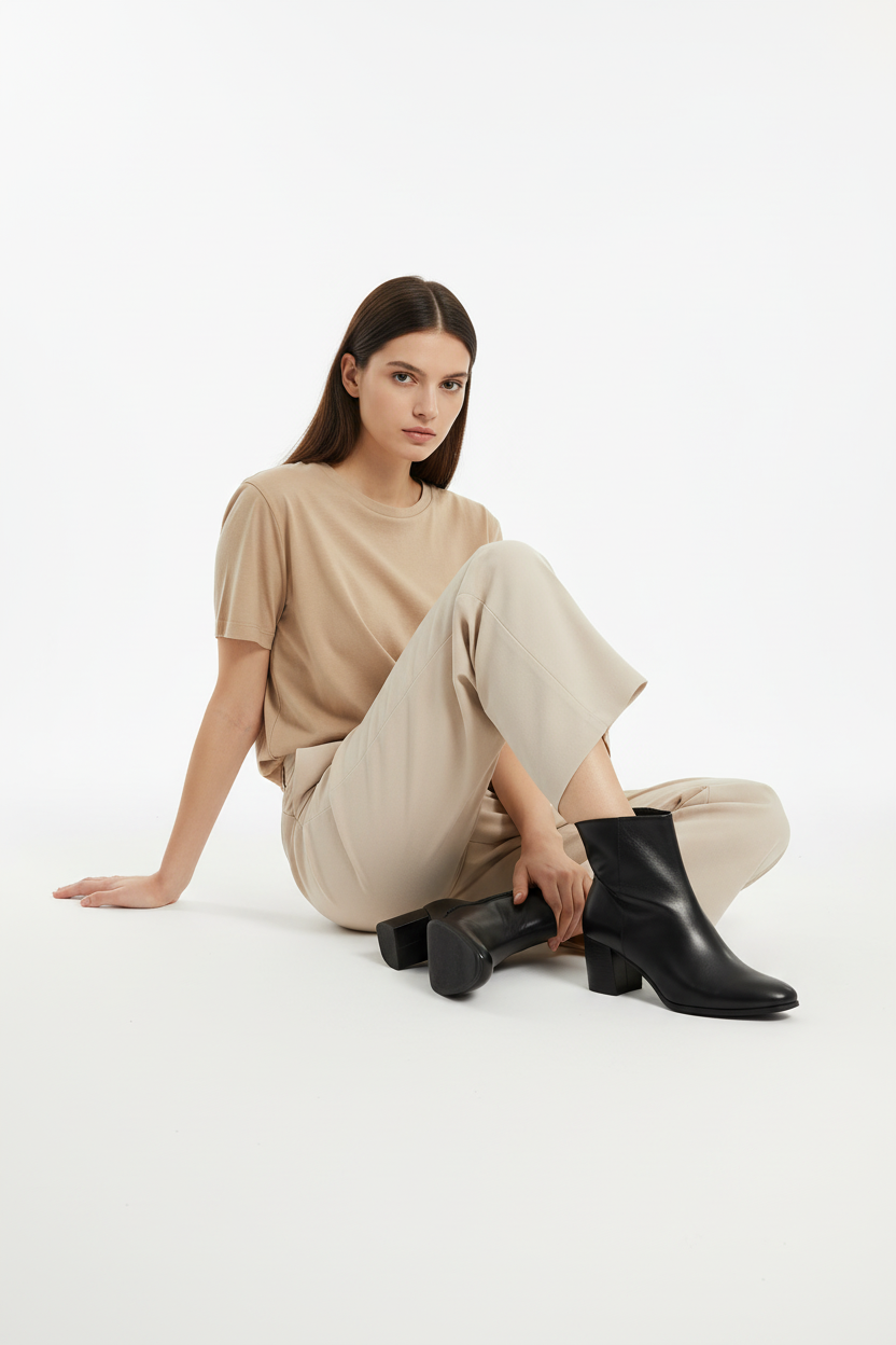 Botines Negros de Tacón Medio con Acabado Premium y Diseño Minimalista para Ocasiones Versátiles - 14675