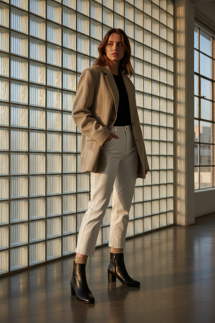 Botines Negros De Tacón Medio Con Acabado Liso Y Estilo Minimalista Para Uso Diario - 14652