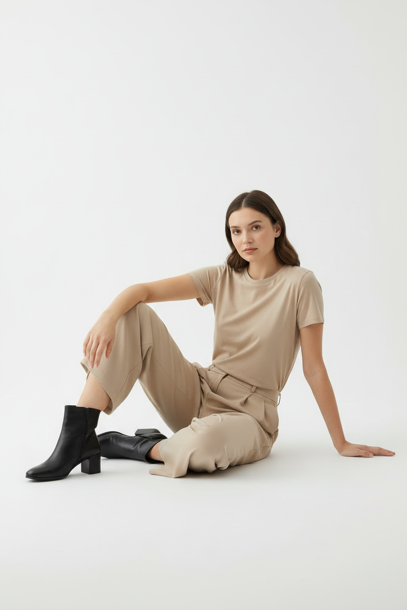 Botines Negros De Tacón Medio Con Acabado Liso Y Estilo Minimalista Para Uso Diario - 14652