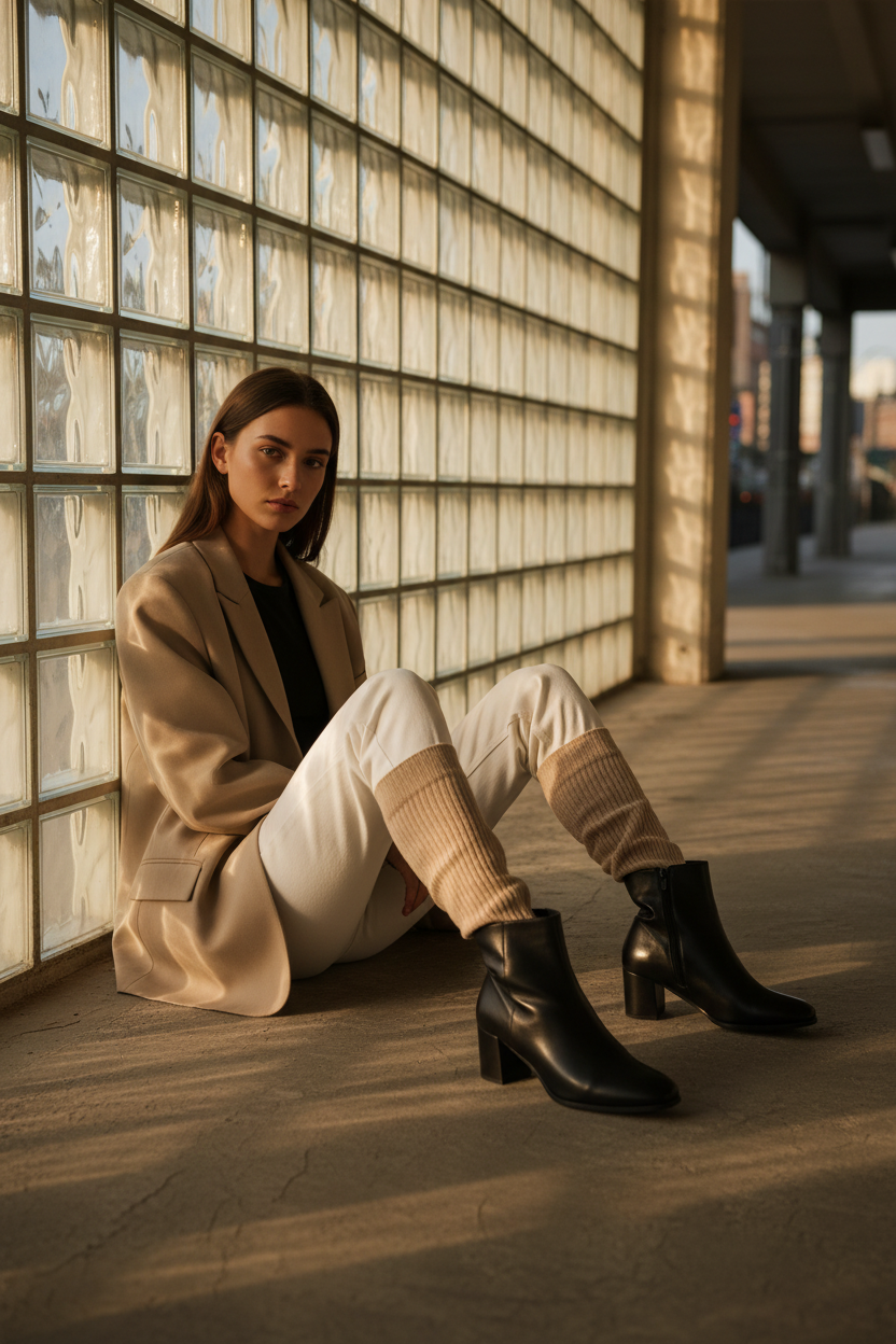 Botines Negros De Tacón Medio Con Acabado Liso Y Estilo Minimalista Para Uso Diario - 14652