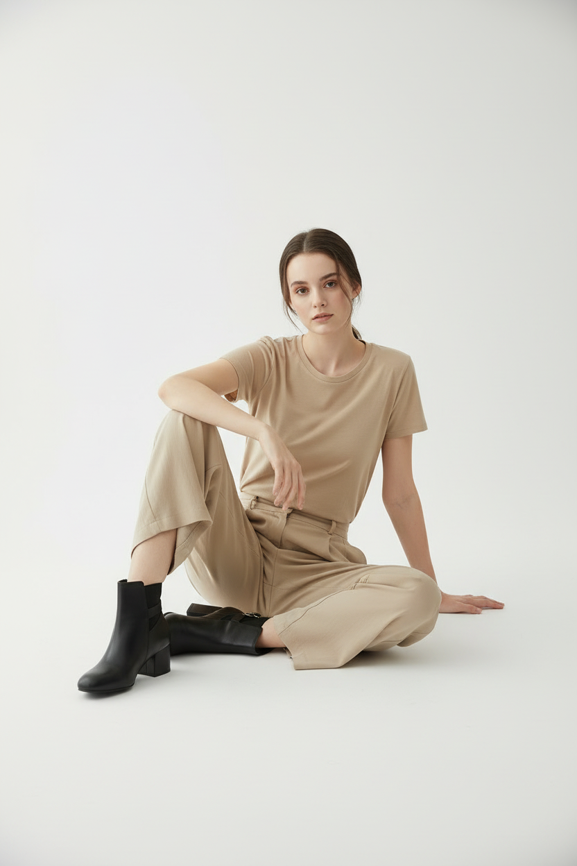 Botines Negros Con Tacón Medio Y Hebilla Dorada Decorativa Estilo Moderno Con Toque Clásico - 14676