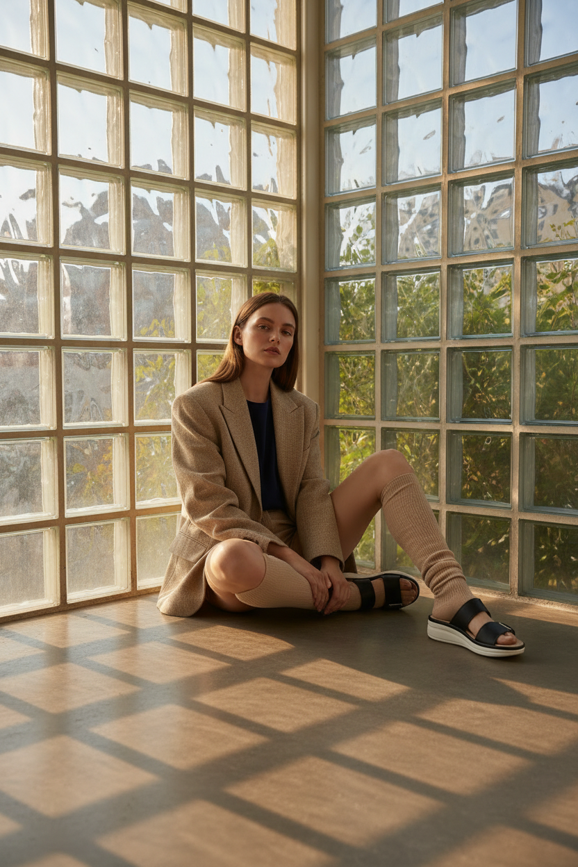 Sandalias Navy De Plataforma Con Doble Correa Cruzada Y Correas Anchas Para Día A Día – 14672