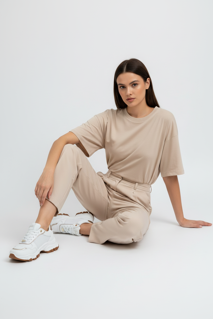 Tenis Blancos Con Detalles Dorados Y Suela Chunky Con Acabado Brillante Estilo Deportivo - 14663