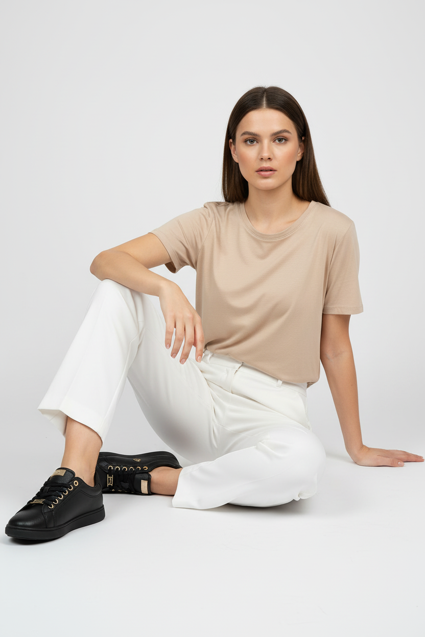 Tenis Negros Con Detalles Dorados Forro Acolchado Estilo Casual Urbano Uso Diario - 14658