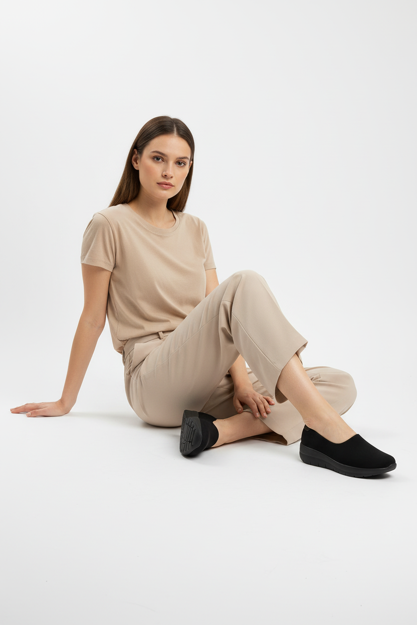 Mocasines Negros Con Plataforma Ligera, Calzado Cerrado Cómodo Y Minimalista Para Uso Diario – 14656