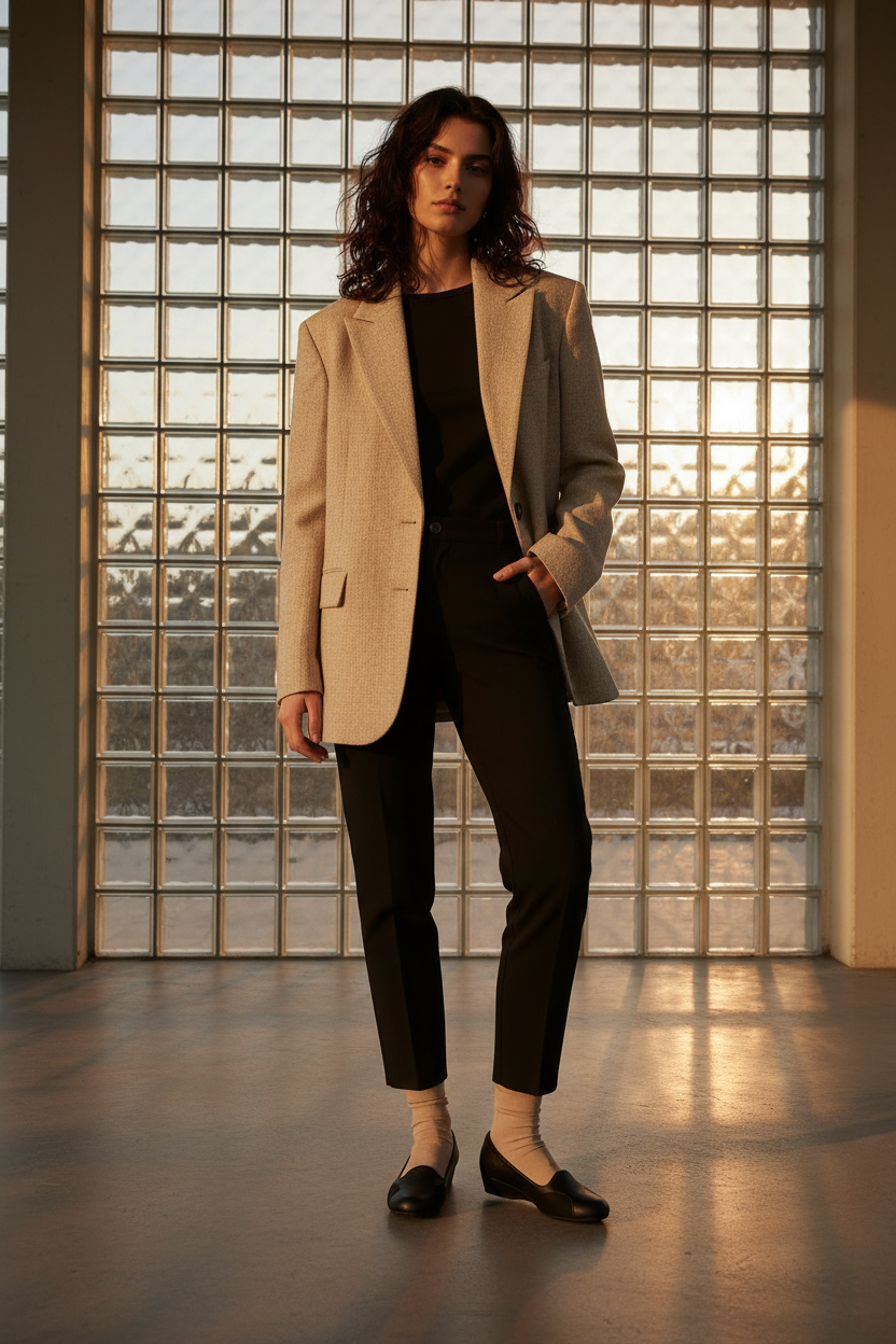 Zapatillas Negras de Tacón Bajo para Uso Diario Versátil Estilo Minimalista – 14581