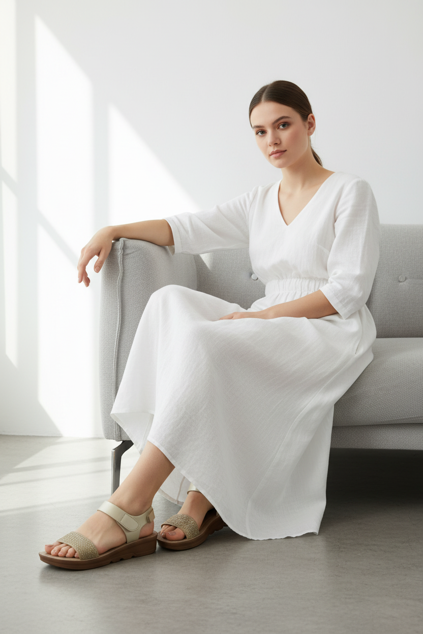 Sandalias Doradas Con Plataforma Suave Y Detalle Brillante Con Frontal Brillante Y Correa Ajustable Con Velcro 14746