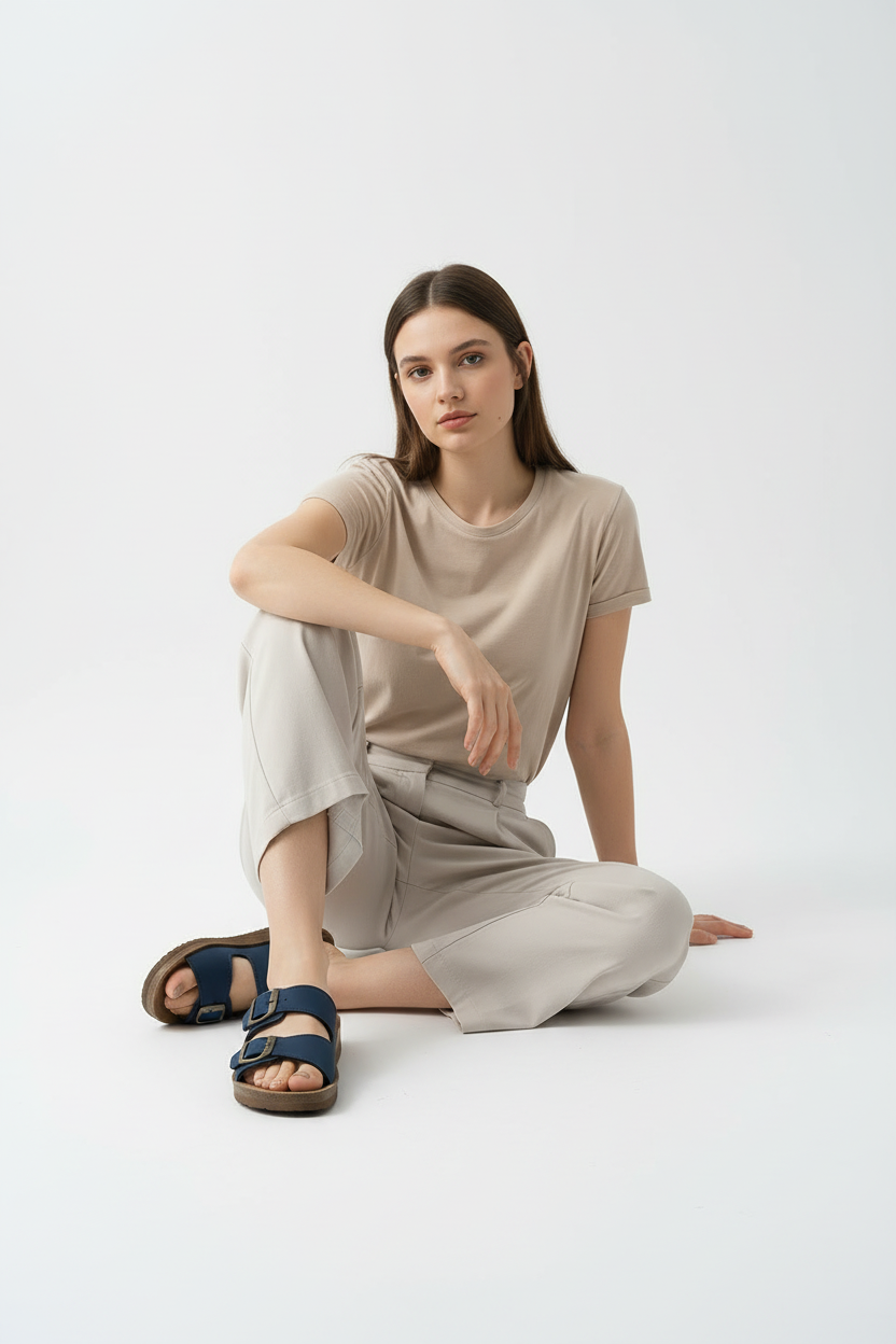 Sandalias Azules con Doble Hebilla, Correas Ajustables y Plantilla Acolchonada – 14736