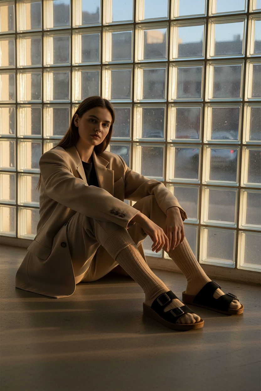 Sandalias Negras Ajustables Doble Hebilla Con Plataforma Ligera Para Uso Diario 14735